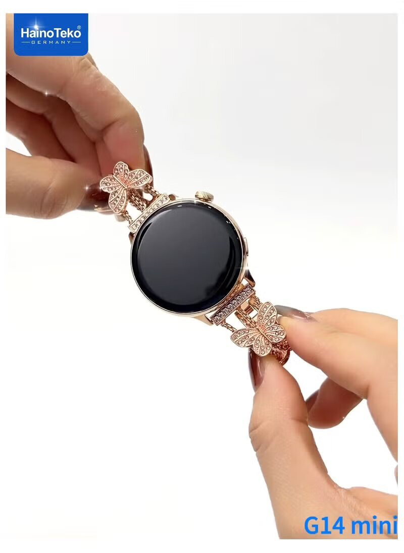 Mini Smart Watch With Stylish Analog Watch Beautifully Designed Bracelet and 3 Pair Straps Designed For Women Gold