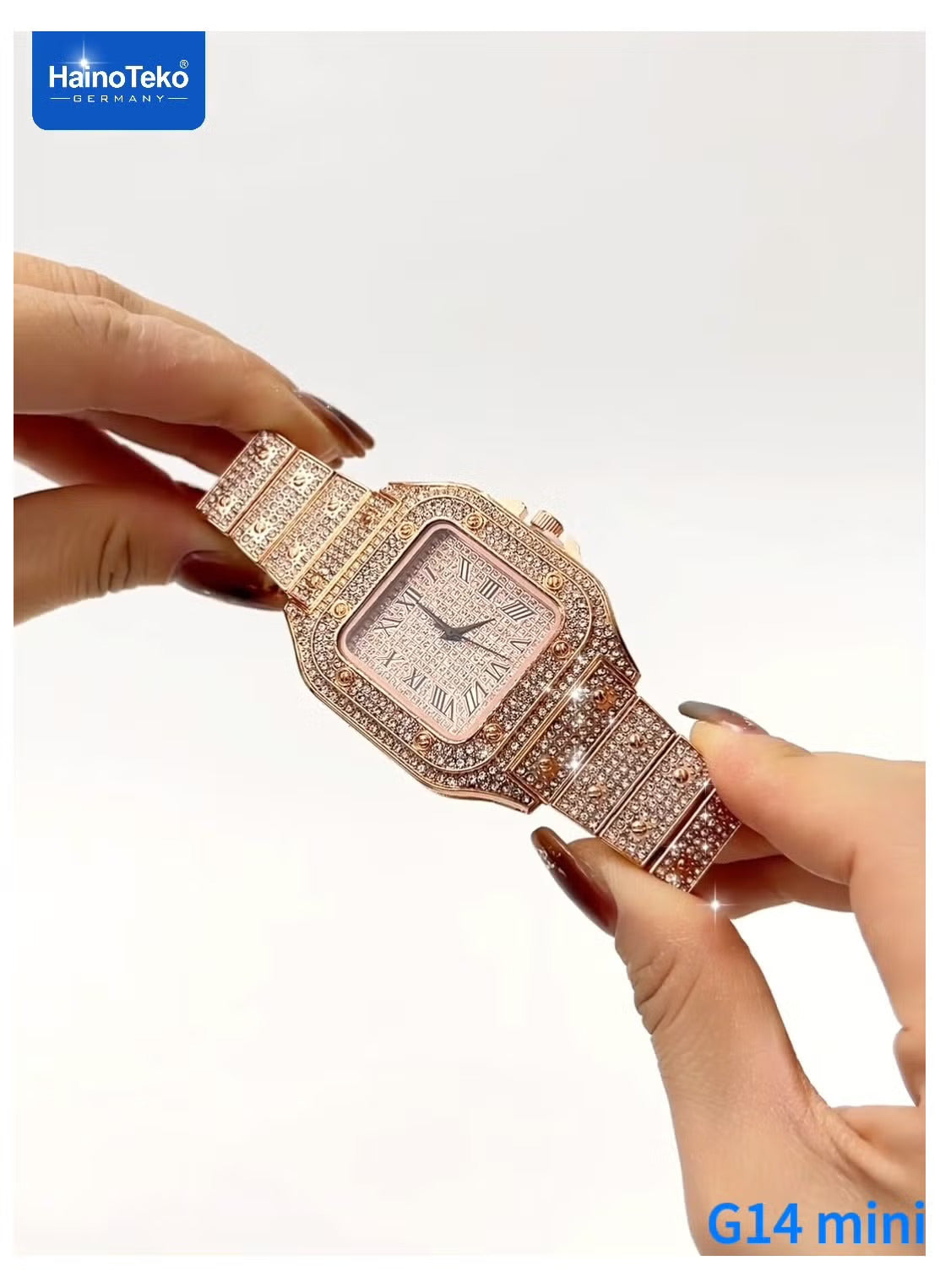 Mini Smart Watch With Stylish Analog Watch Beautifully Designed Bracelet and 3 Pair Straps Designed For Women Gold